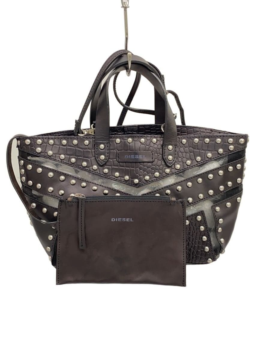 DIESEL2-Way Mesh Studs Tote Bag BLK