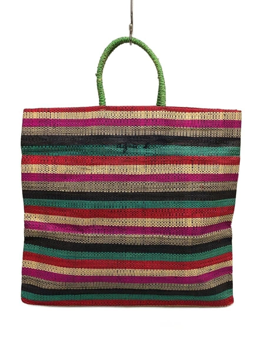 agnes b. Raffia Tote Bag Tote Bag Multicolor Border Stripe MX02-03