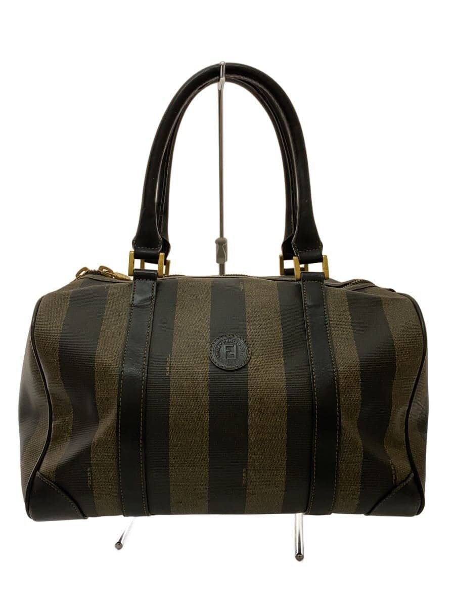 FENDI Scuff Pecan Mini Boston Bag Leather Brown