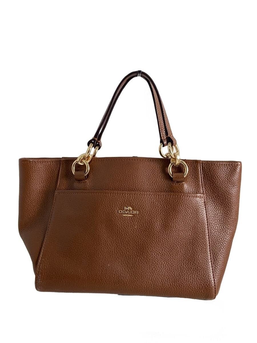 COACH Shoulder Bag Leather Brown Solid F35030