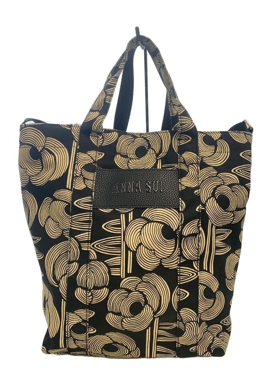 ANNA SUI Shoulder Bag Canvas BLK All Over Pattern Archive Tote