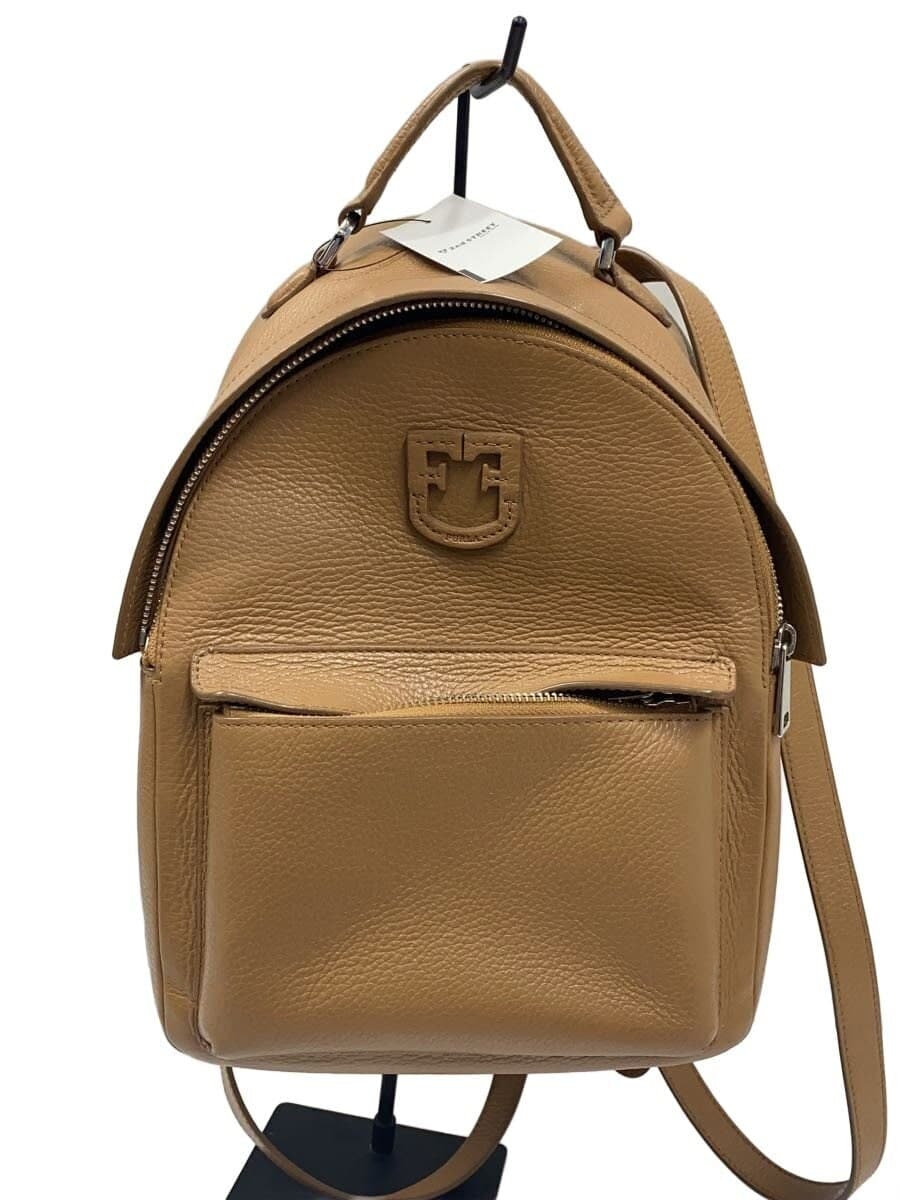 FURLA Backpack Leather BRW Solid Color