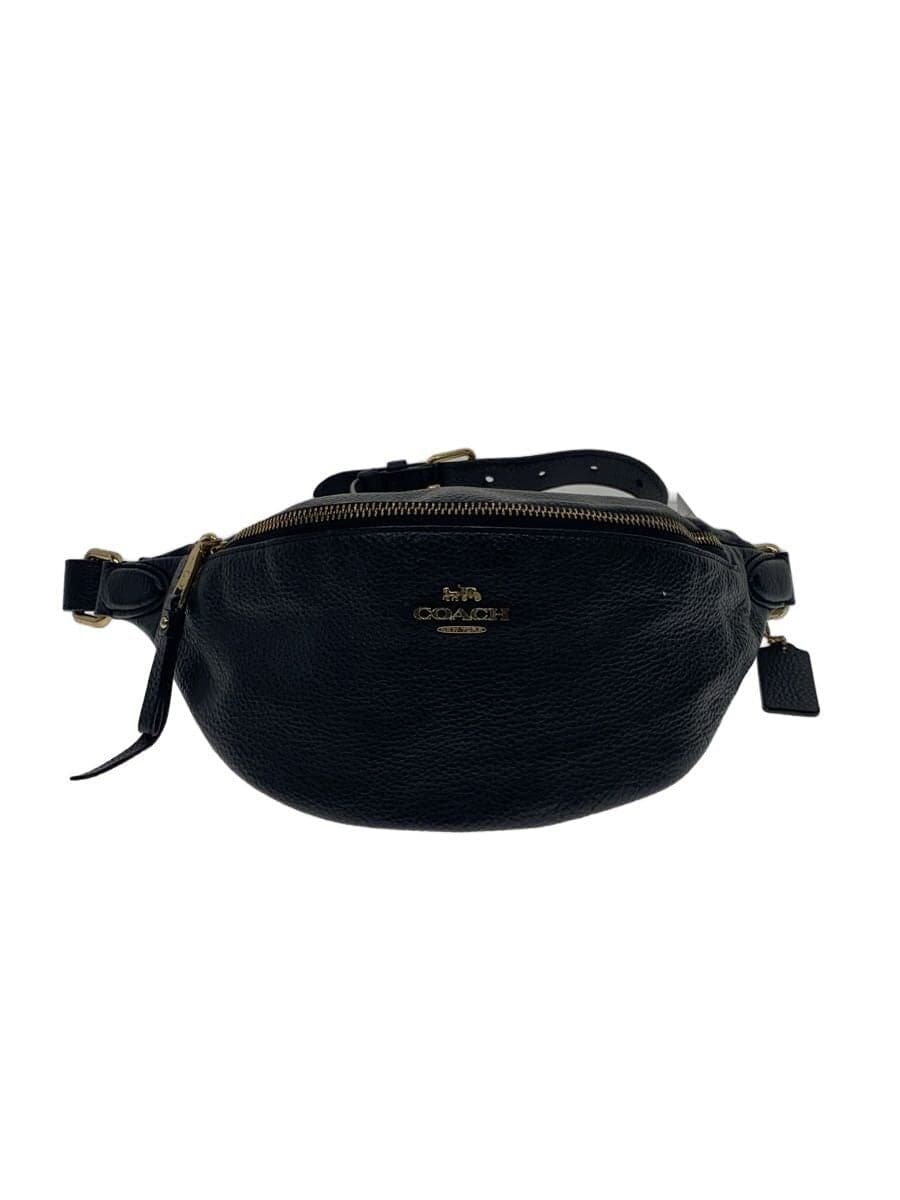 COACH BELT BAG Waist Bag Leather Black F48738 Metal fittings have discoloration