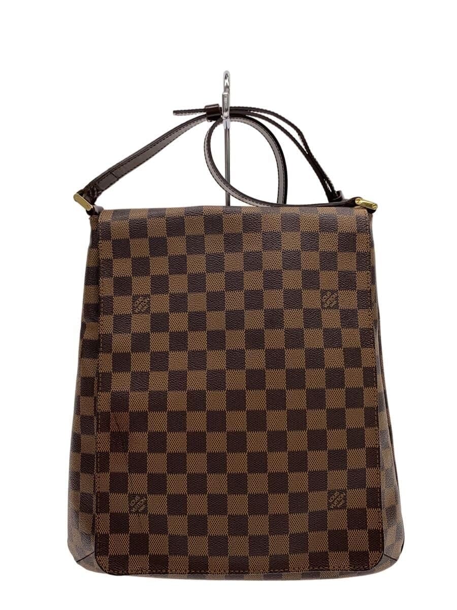 LOUIS VUITTON Musette Salsa_Damier Ébène_Long Shoulder Bag PVC BRW N51300