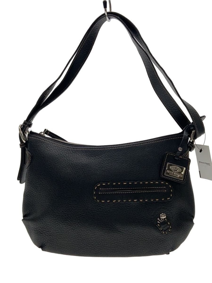 PELLE BORSA Shoulder Bag Leather BLK Solid