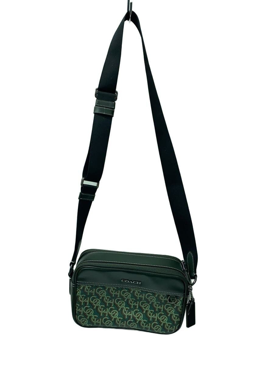 COACH Shoulder Bag Leather Green All-over Print CF484