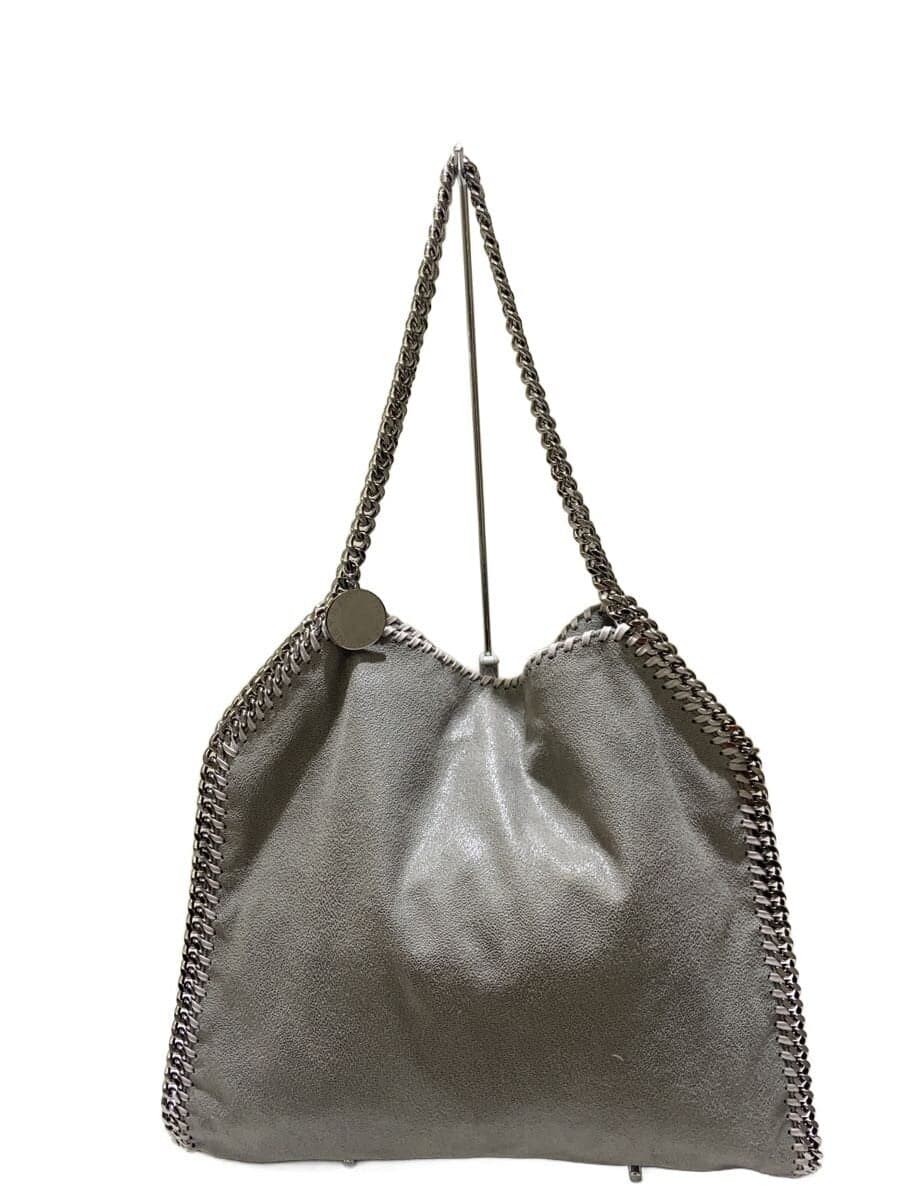 STELLA McCARTNEY Fold-over Chain Shoulder Tote Bag Polyurethane GRY Solid Color