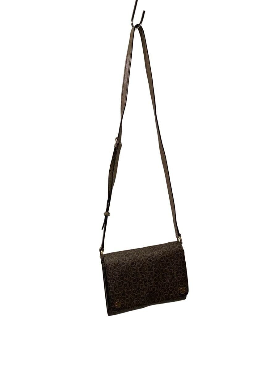 Calvin Klein Shoulder Bag Leather BRW All Over Pattern