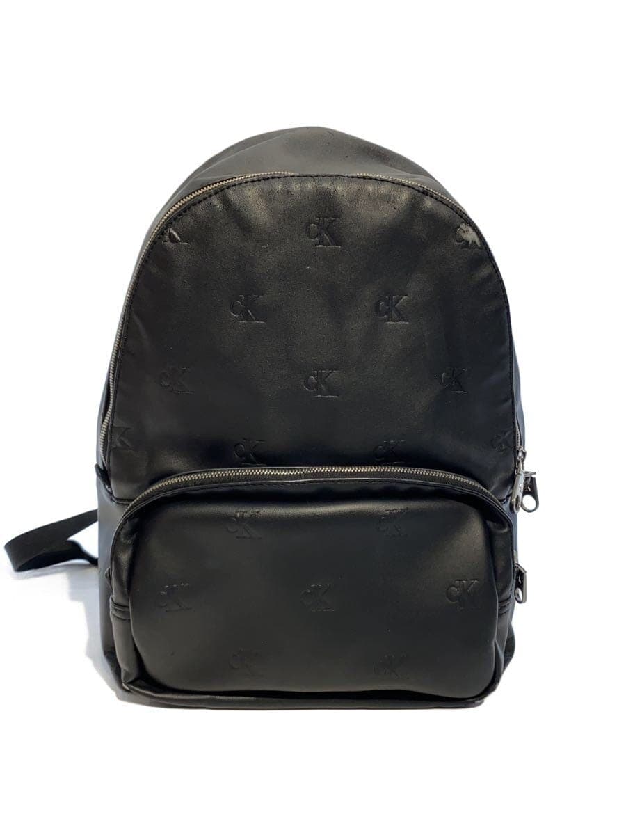 Calvin Klein Backpack Leather BLK All Over Pattern