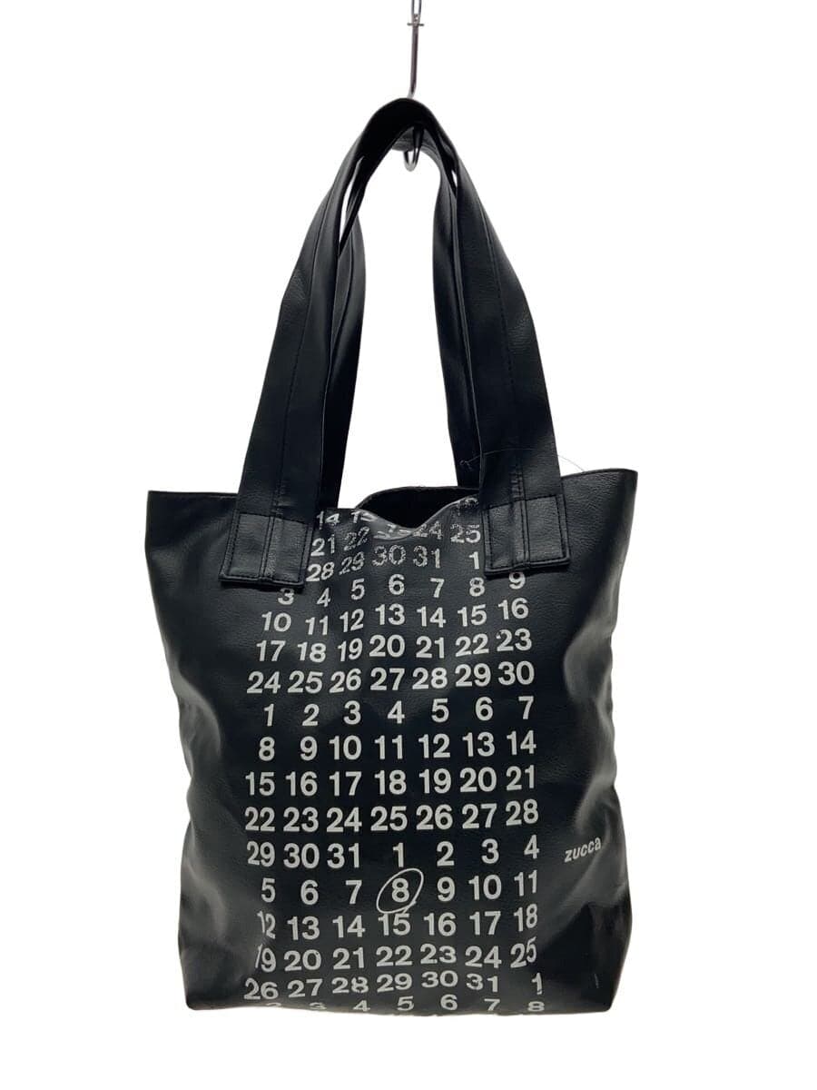 ZUCCa calendar print leather tote bag leather BLK