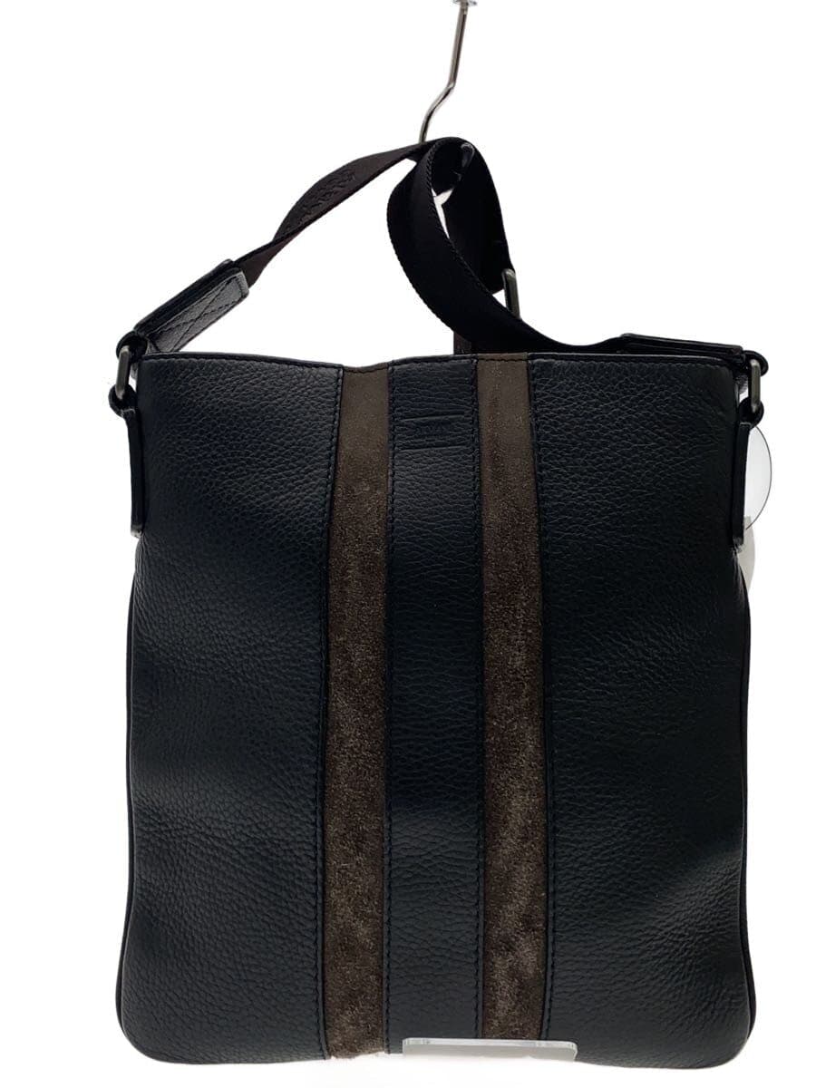 ARMANI COLLEZIONI Shoulder Bag Leather BLK Solid YH219 Inner Pocket