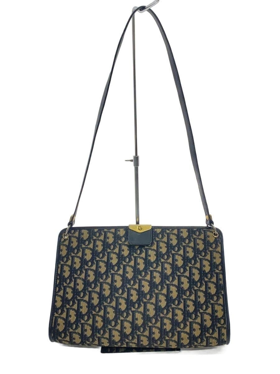 Christian Dior shoulder bag canvas navy all-over pattern trotter
