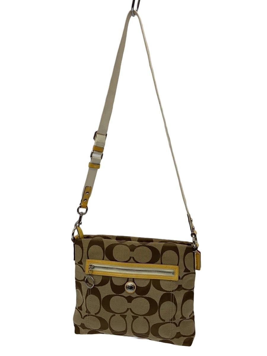 COACH Shoulder Bag Canvas BEG All Over Pattern F14869