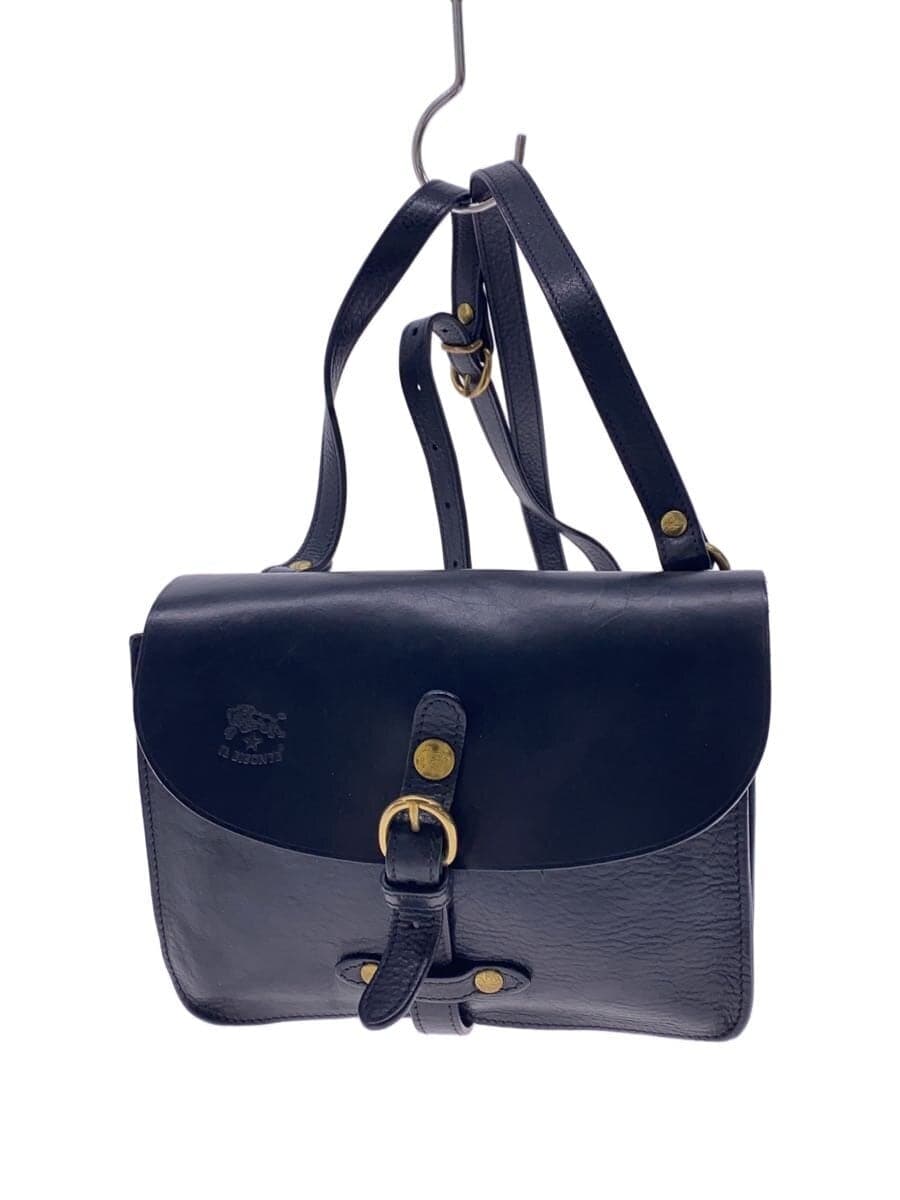 IL BISONTE Shoulder Bag Leather BLK Solid
