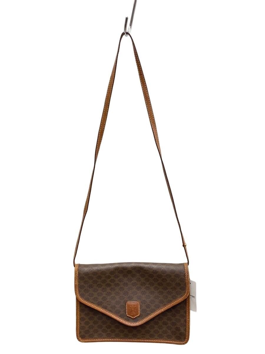 CELINE Macadam Shoulder Bag Leather BRW All Over Pattern