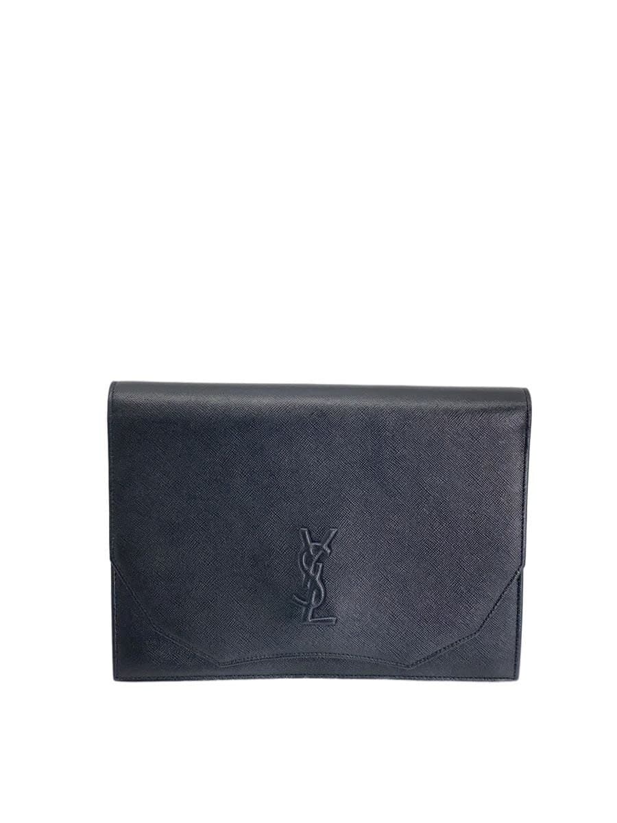 YVES SAINT LAURENT clutch bag leather black plain