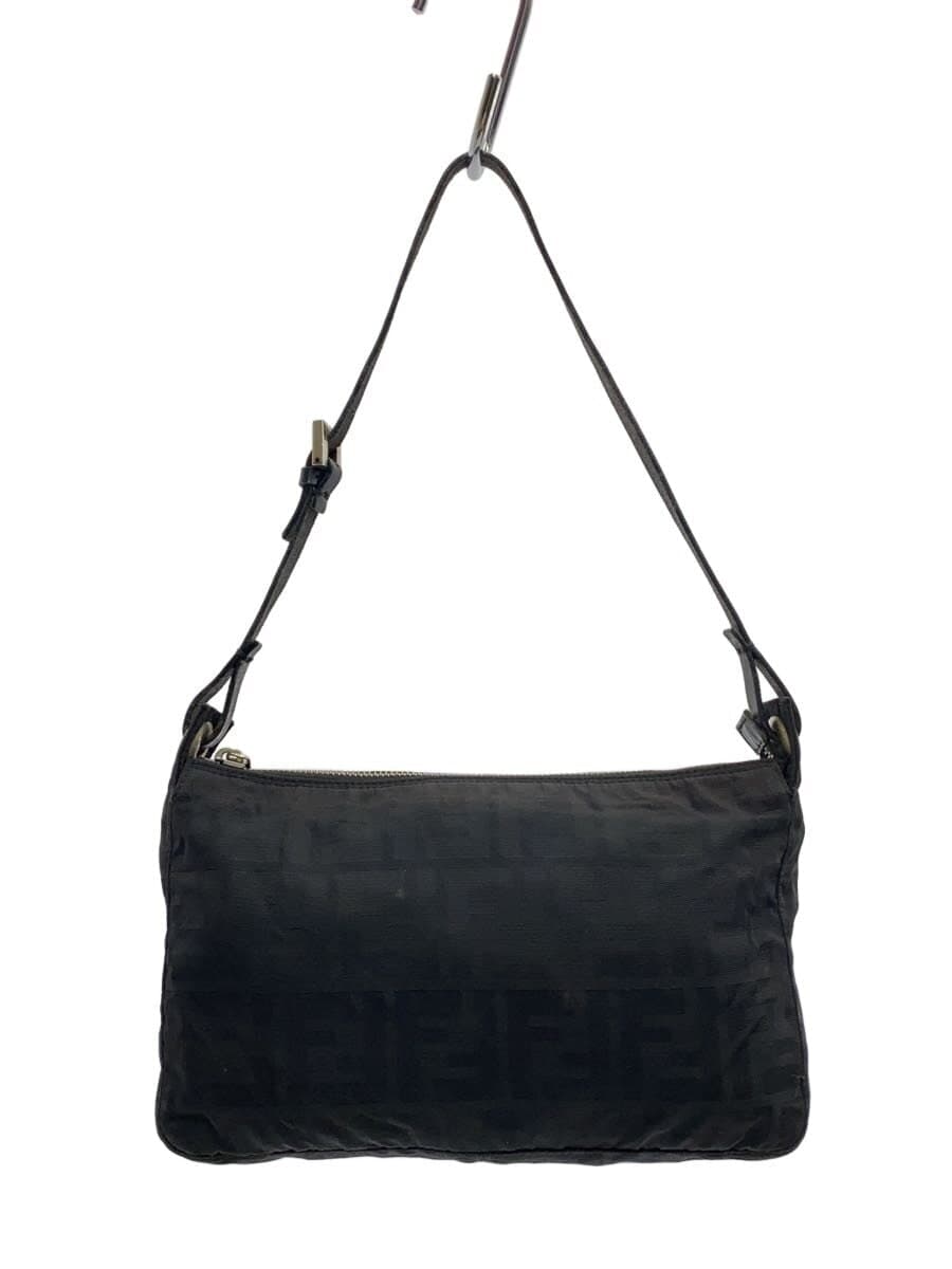 FENDI Shoulder Bag BLK Zucca Pattern With Stain