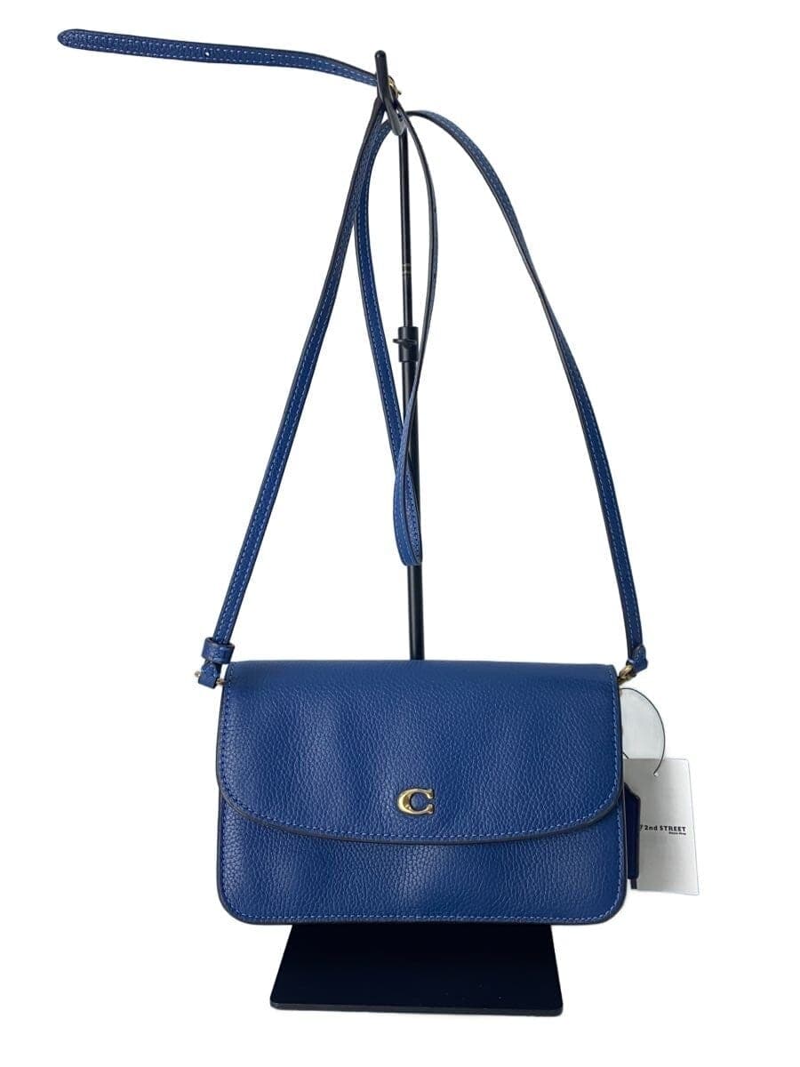 COACH Shoulder Bag Leather Blue Solid Color c4815