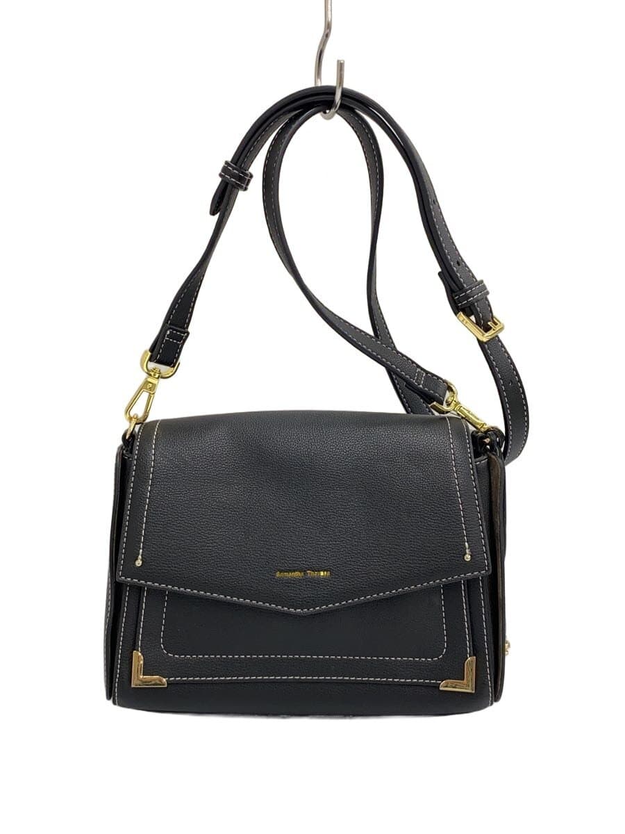 Samantha Thavasa Shoulder Bag Leather BLK Solid