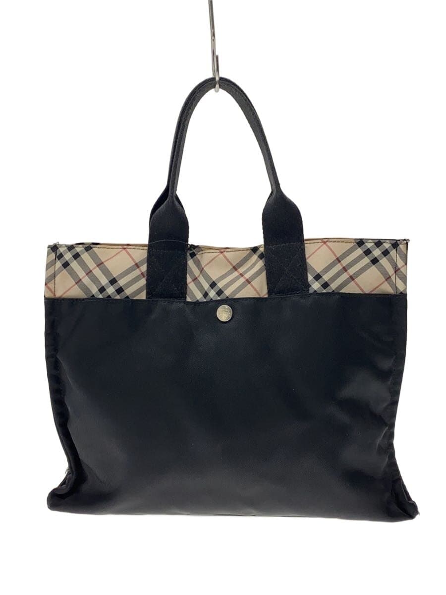 BURBERRY BLUE LABEL Nova Check Switch Tote Bag Nylon BLK ZAE29-501