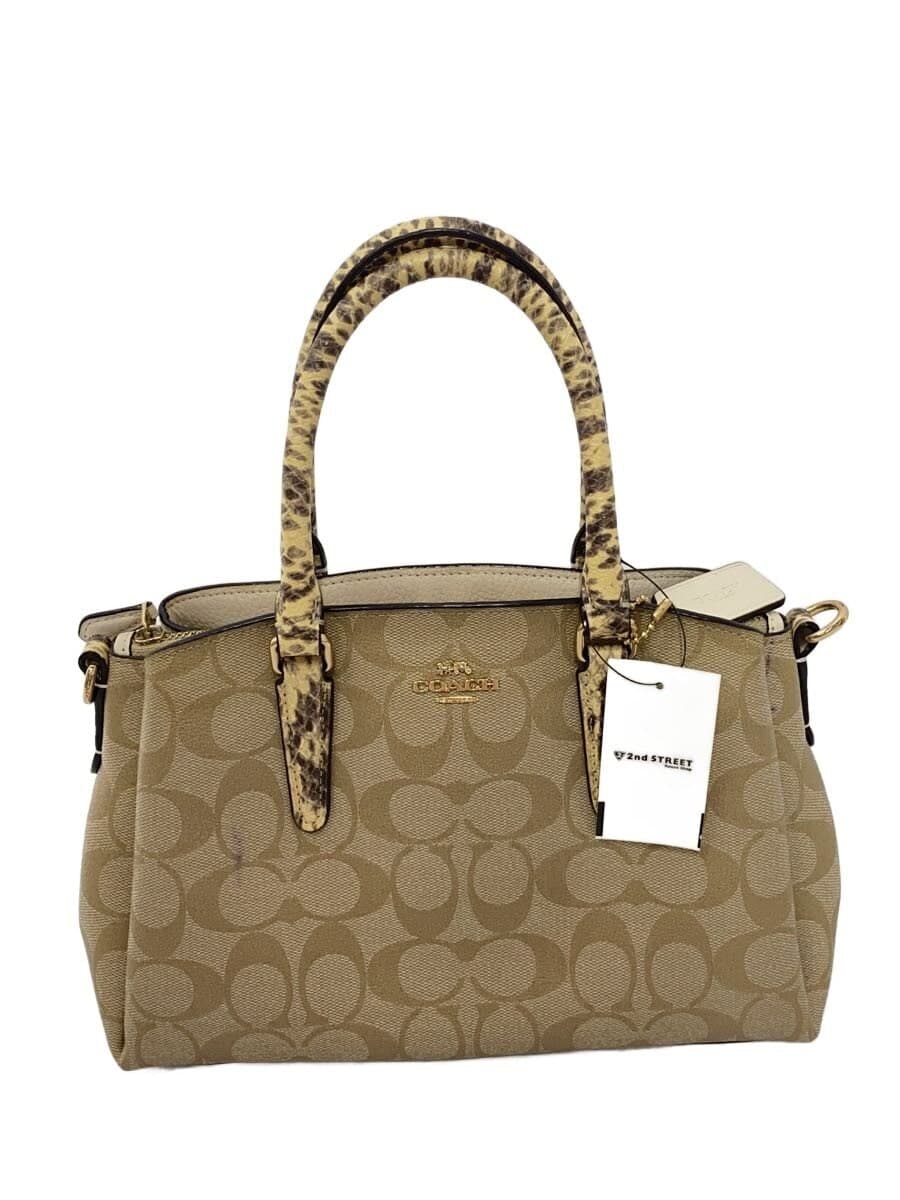 COACH Handbag Leather Cream All Over Pattern F73128 Shoulder Bag 2-Way