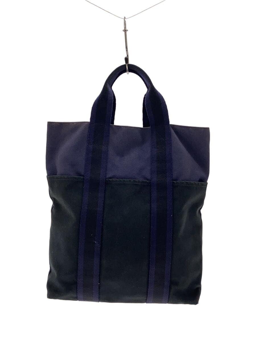 HERMES Four Toucas Tote Bag Canvas Navy Solid Color