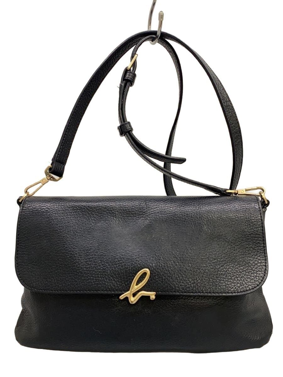 agnes b. Shoulder Bag Leather BLK IS12F-02