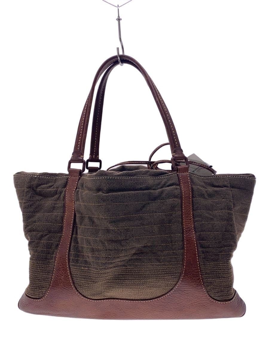 GENTEN Tote Bag Linen KHK Border Stripe