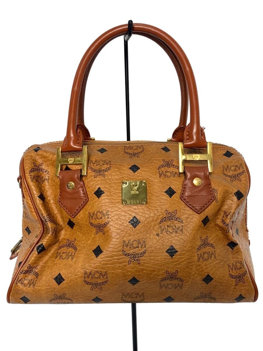 MCM handbag Boston bag leather camel brown all-over pattern 2345R
