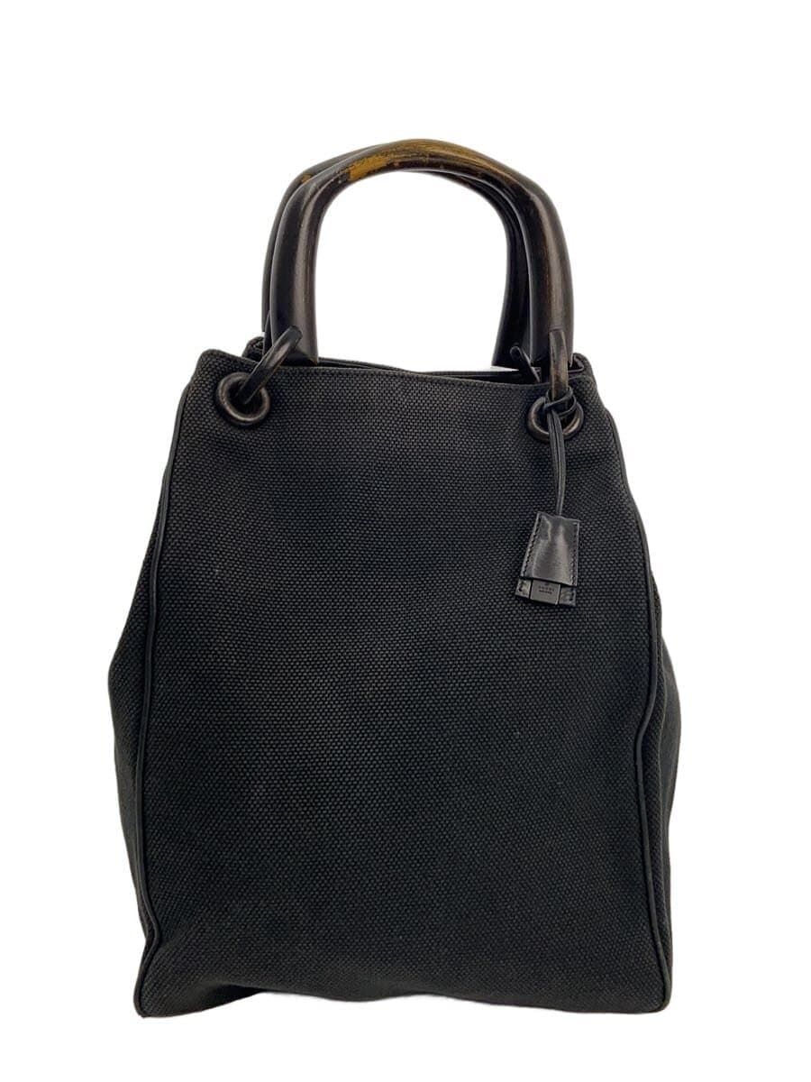 GUCCI Handbag Cotton Black Solid Color