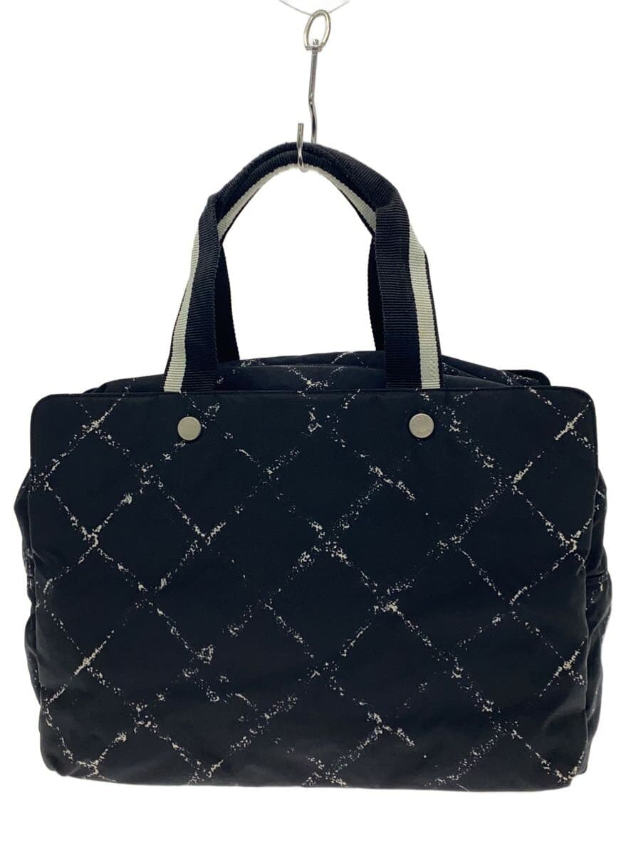 CHANEL Tote Bag Nylon Black Check