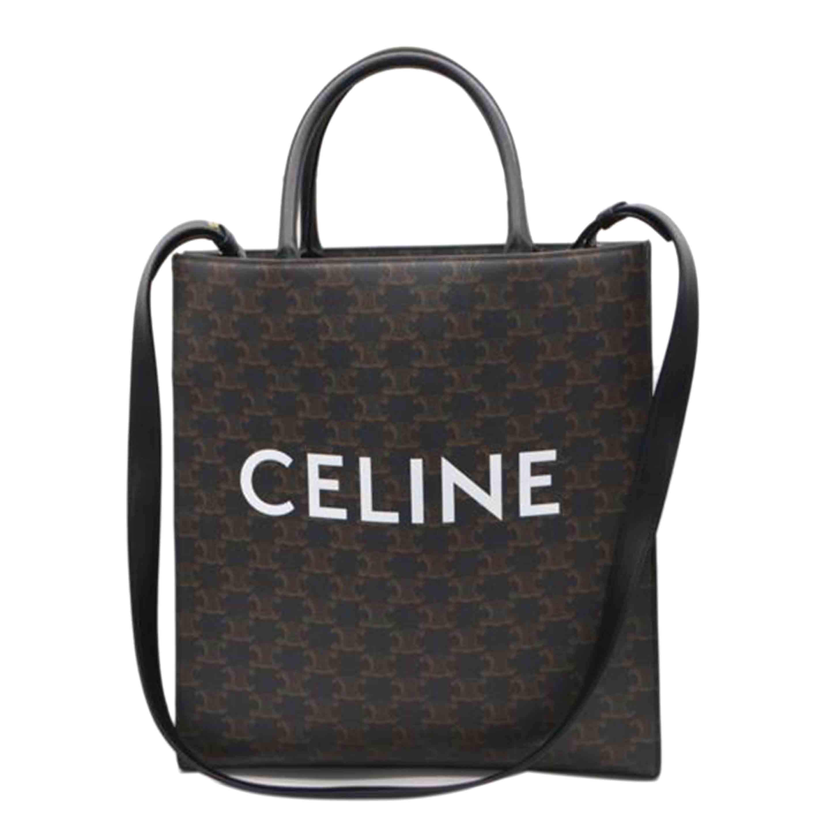 CELINE Celine Triomphe Medium Vertical Cabas Noir 194432 S-S***** A Rank 89