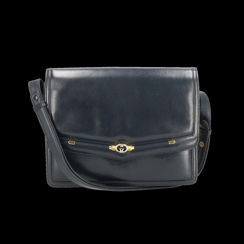 Rare & Vintage ARCHIVEGUCCI Interlocking G Leather Flap Shoulder Bag AB Rank