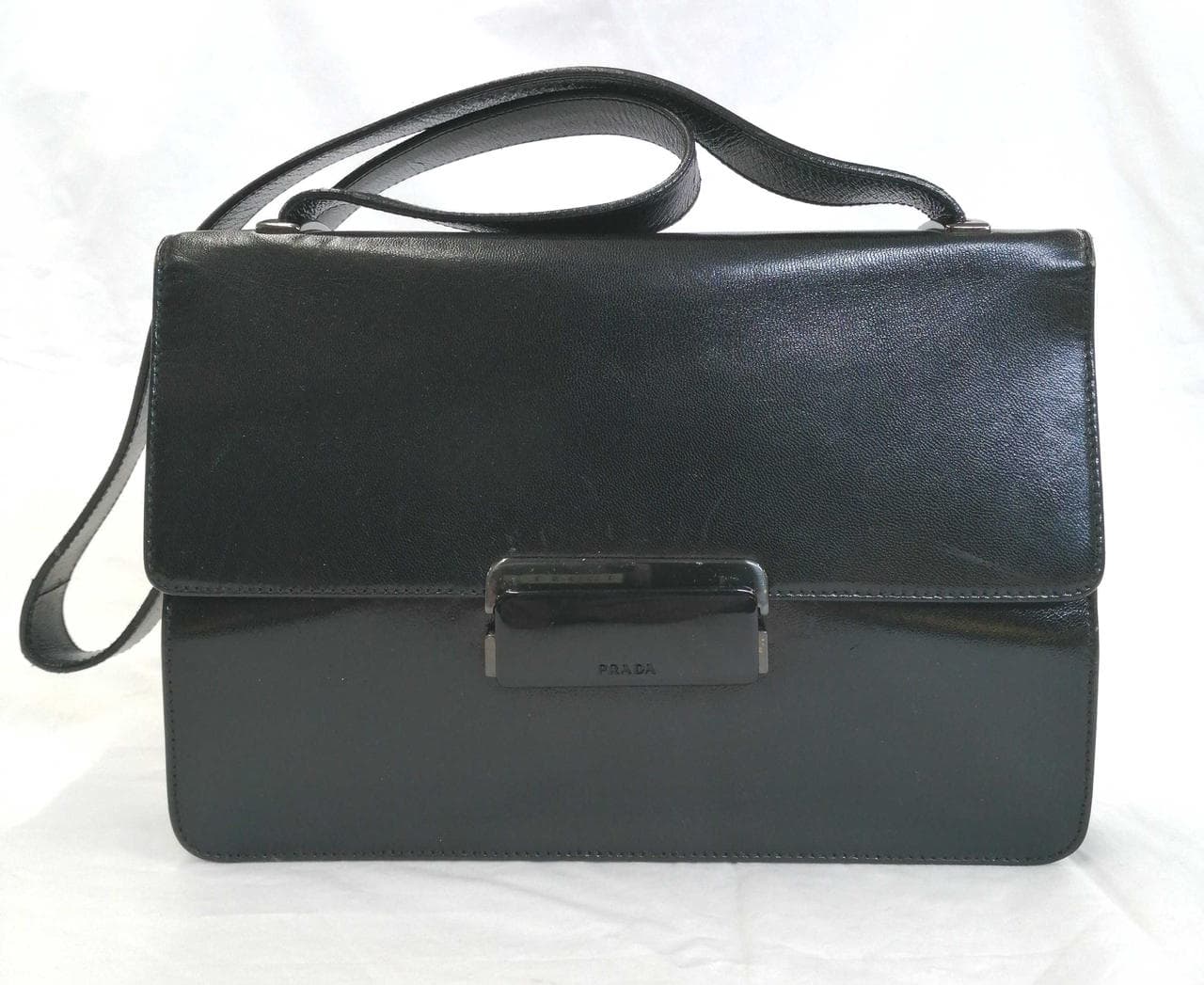 One-Shoulder Bag, Black, Genuine Leather