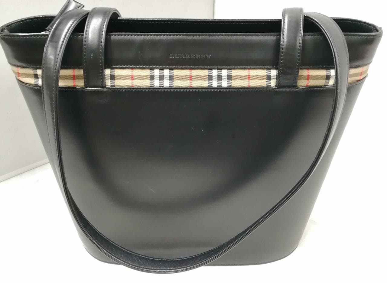 Tote Bag: Black with Check Pattern