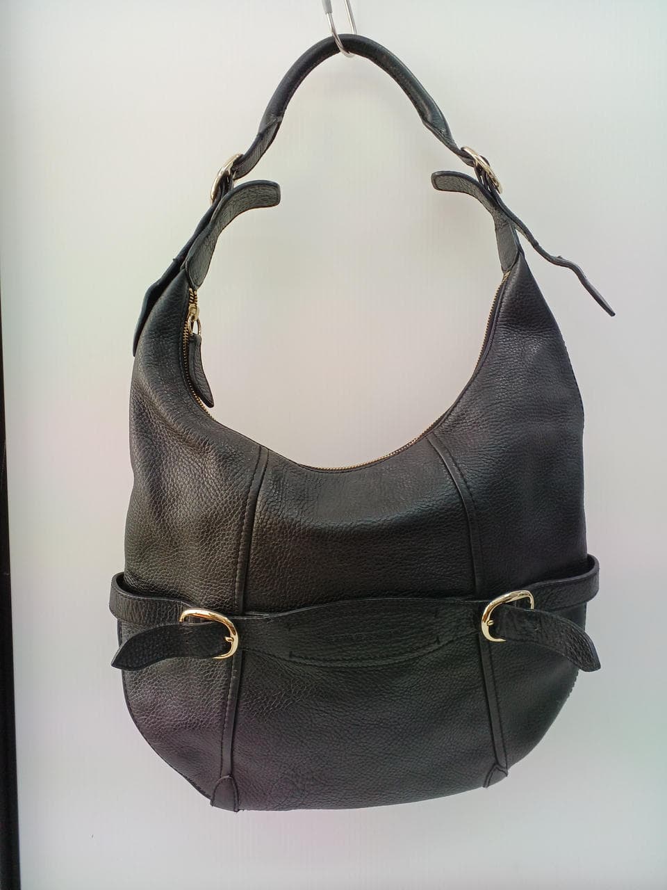 Leather one-shoulder bag BLK