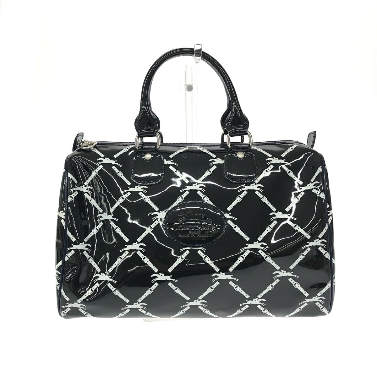 LONGCHAMP Boston bag in good condition, black, all-over pattern, ladies' drum bag, bag