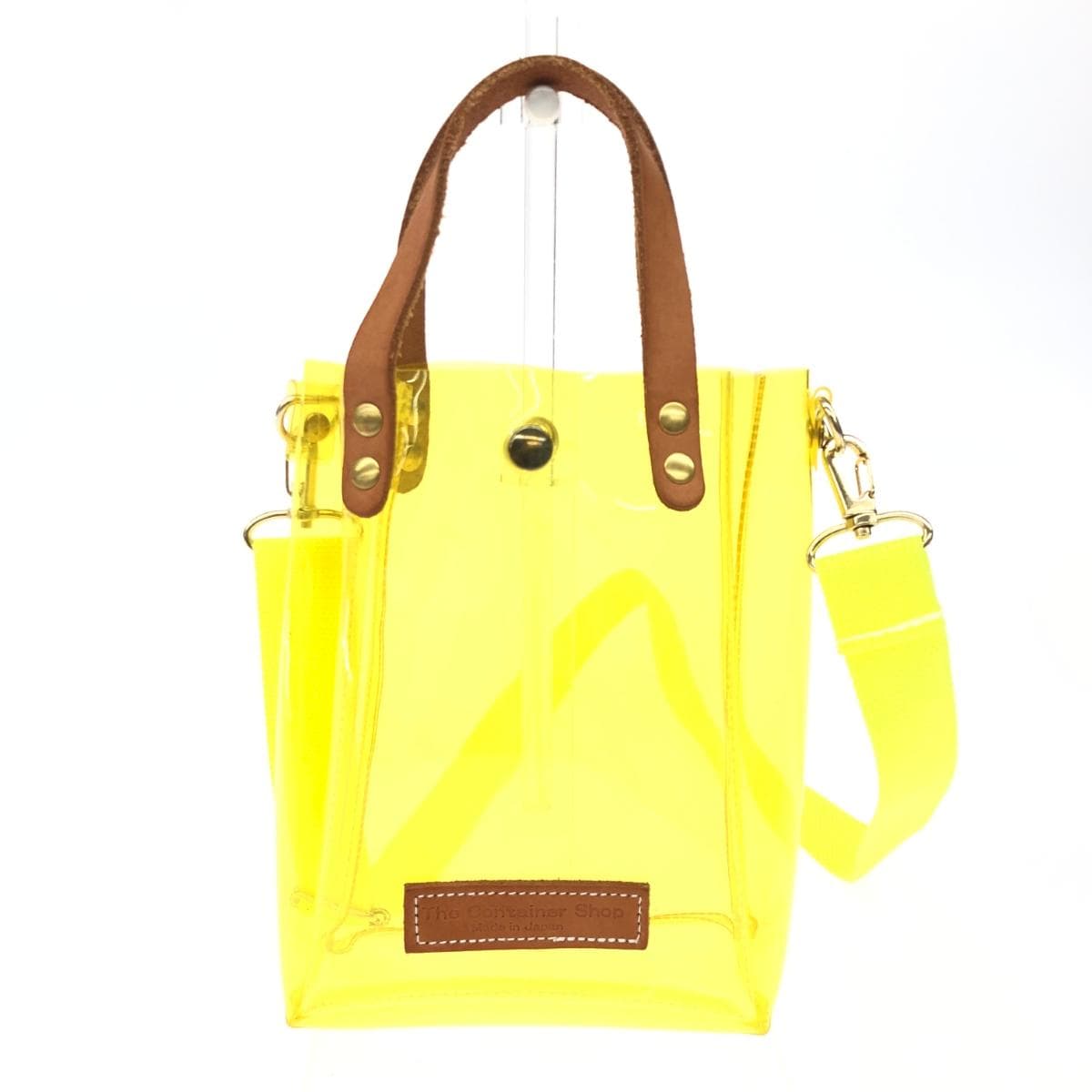 The Container Shop 2WAY Bag Good Condition Vinyl Material / Leather Handle Yellow Ladies