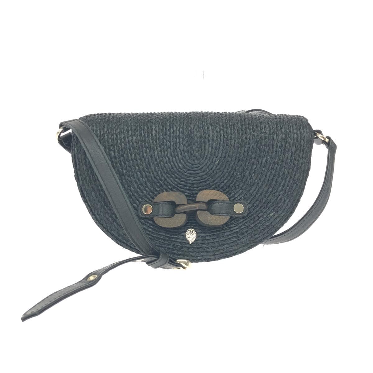 Helen Kaminski Shoulder Bag Raffia Black Ladies