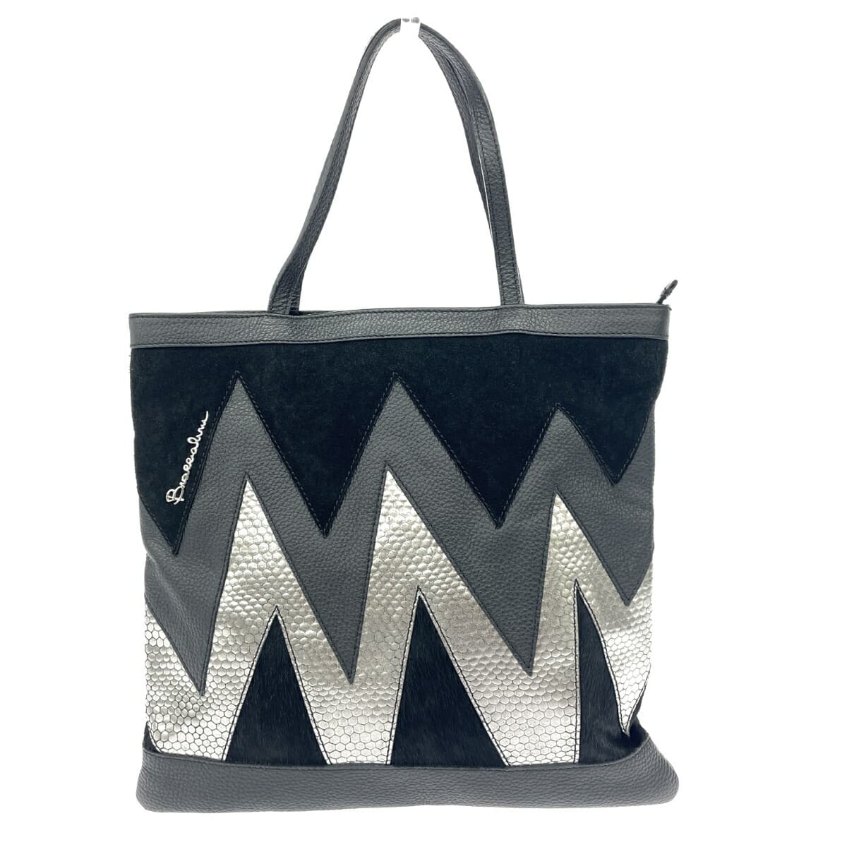 Braccialini tote bag, hair-on-hide/suede/leather, black, for women