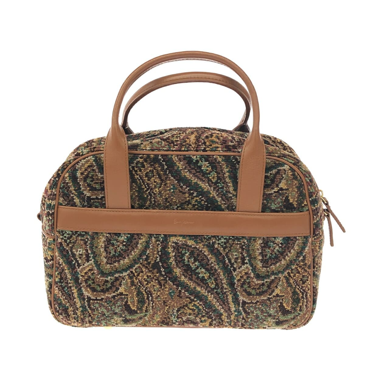Enjeau handbag in good condition, paisley pattern / chenille weave, brown, ladies