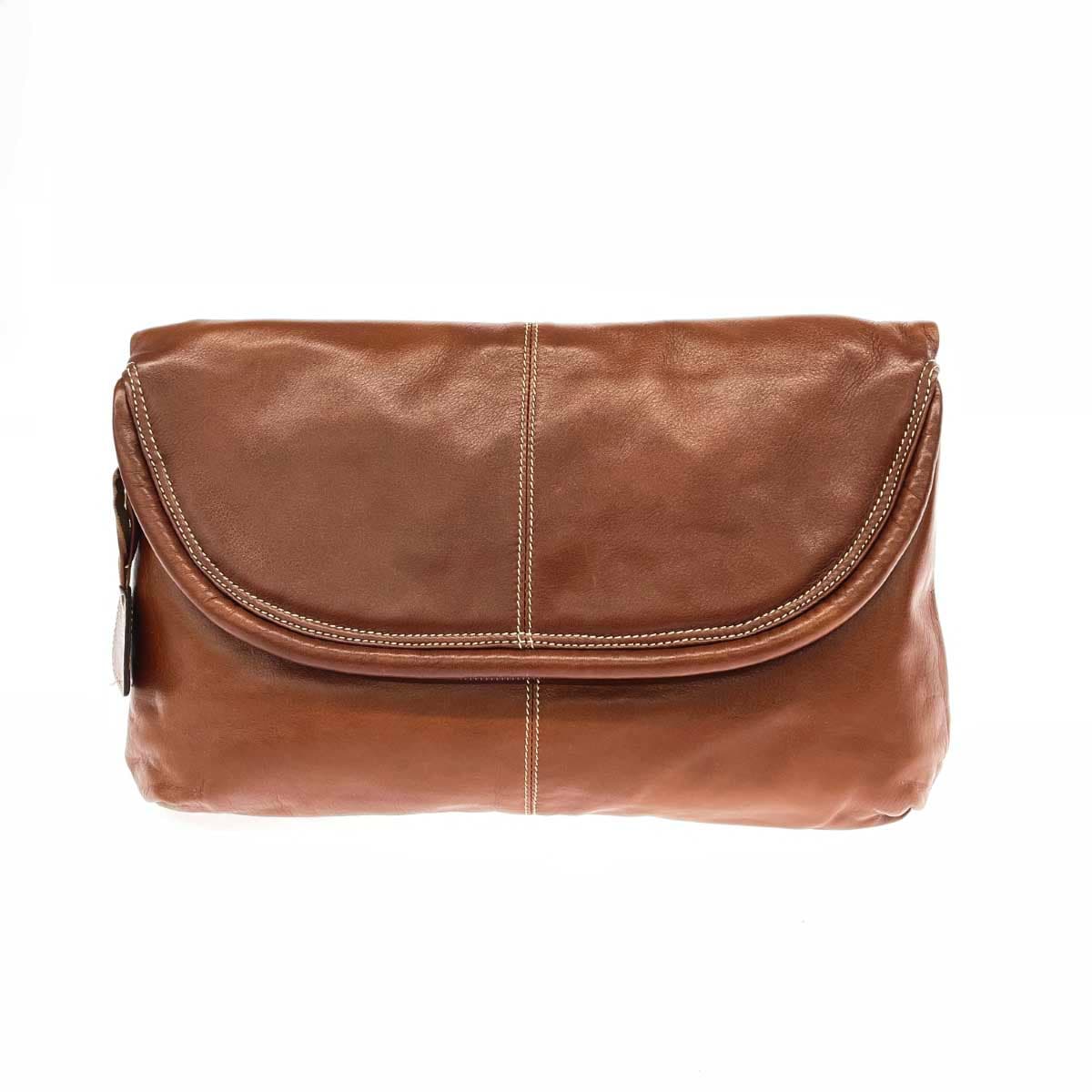 Via Beldad Hasegawa Deca Clutch Bag Made in Spain / Leather Brown Women's