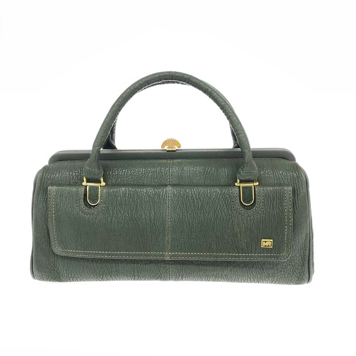 MARIONA Gama-guchi handbag Sharkskin / Dark Green for ladies