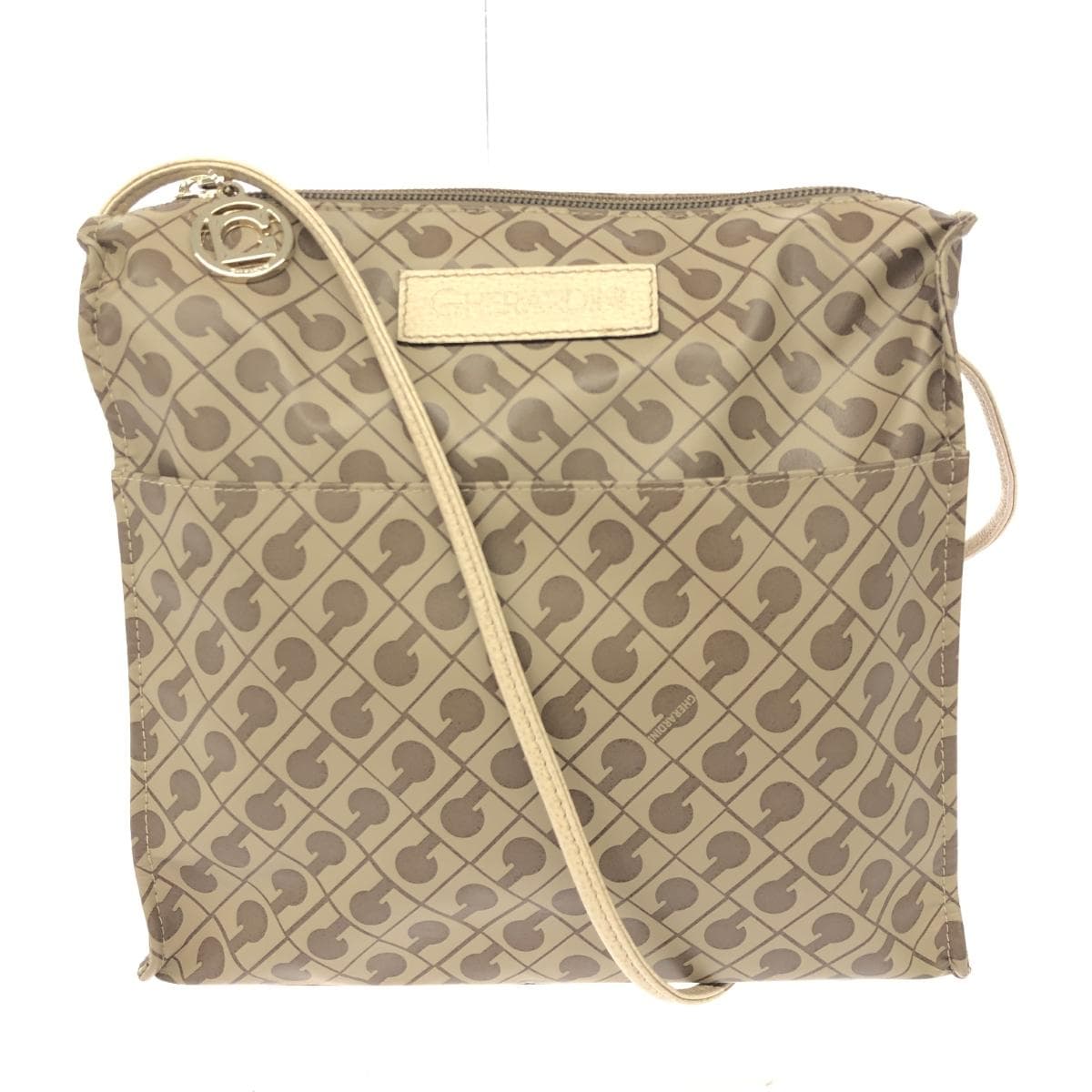 GHERARDINI Mini Shoulder Bag Good Condition Softy/Nylon Beige Ladies