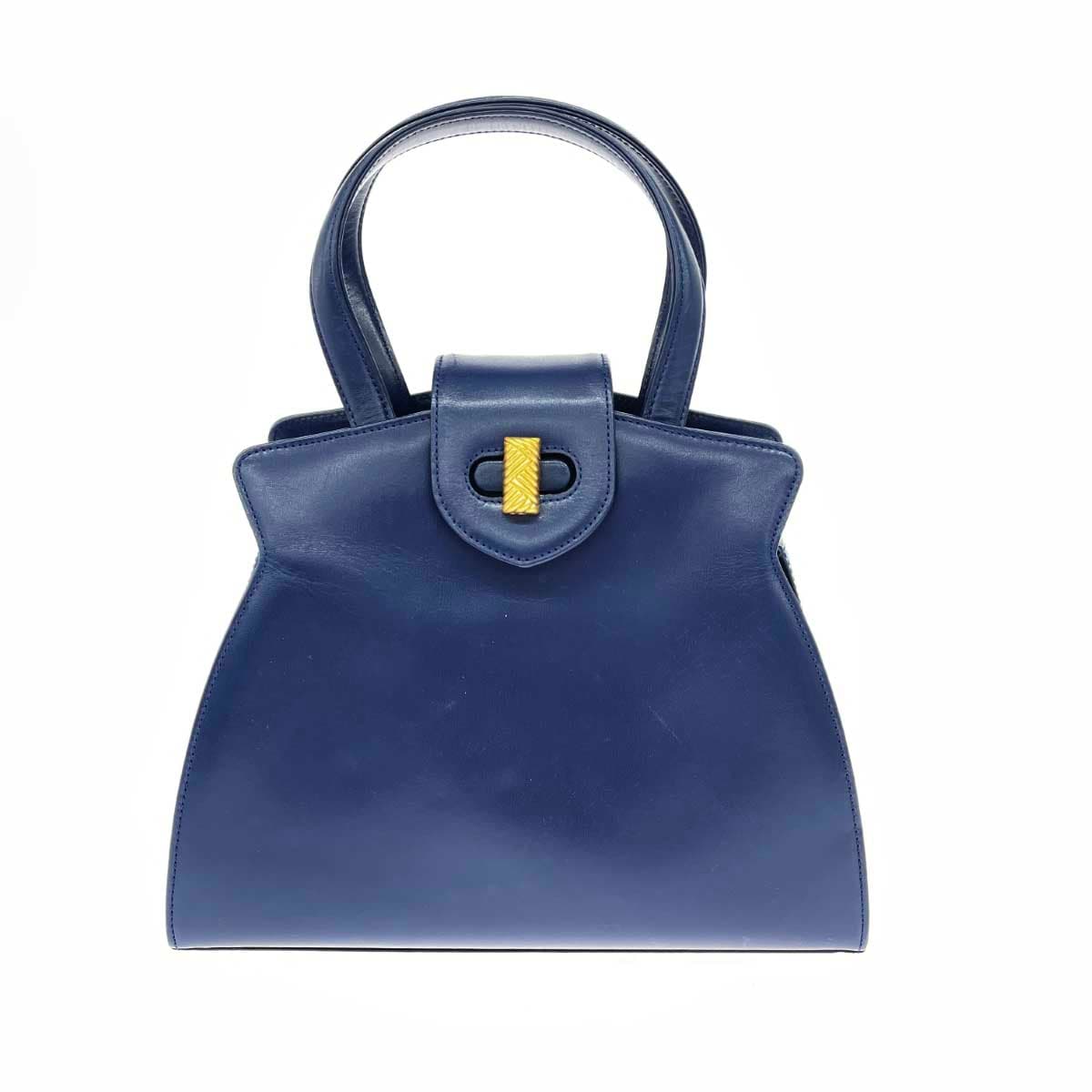 Emanuel Ungaro 2WAY handbag, turn lock/leather, navy, ladies