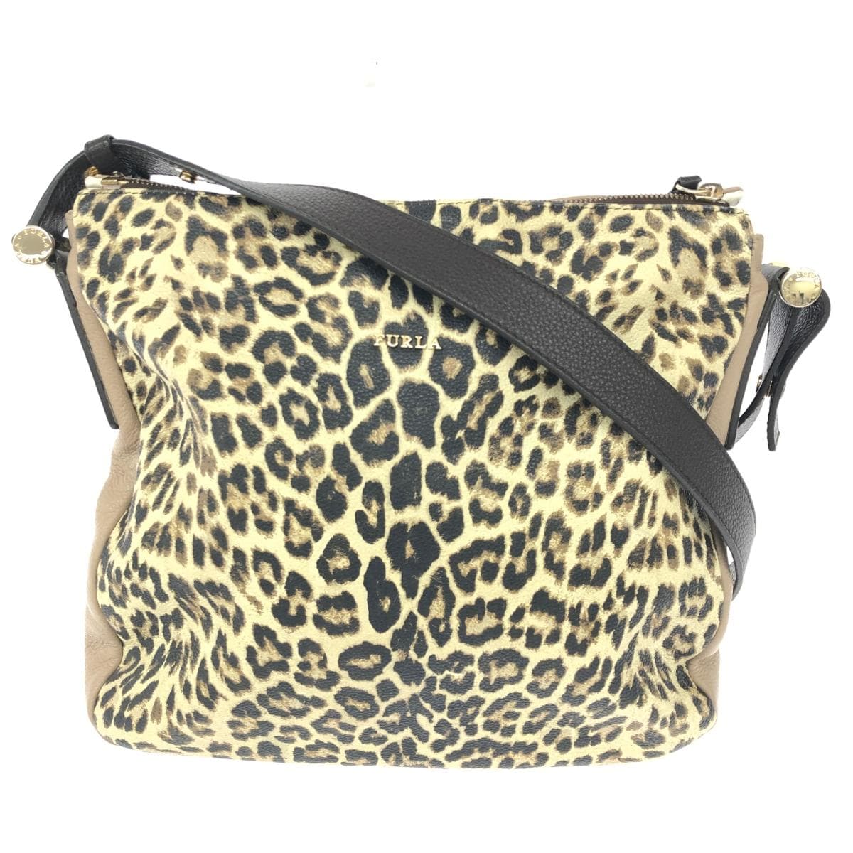 FURLA Furla Shoulder Bag Leopard Print / Leather Brown Women's