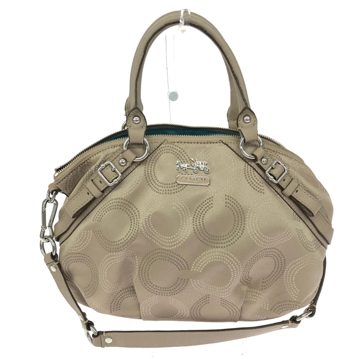 COACH 2WAY Handbag Op Art/Jacquard/Beige 15935