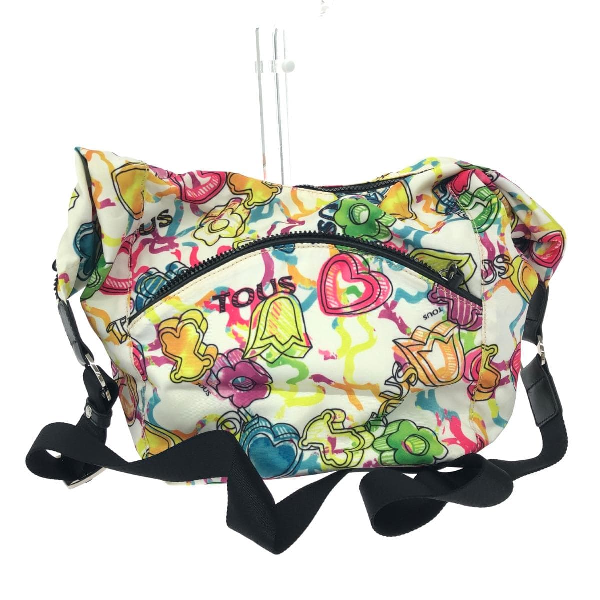 TOUS Shoulder Bag Total Pattern / Bear / Nylon Multi-Color Women's