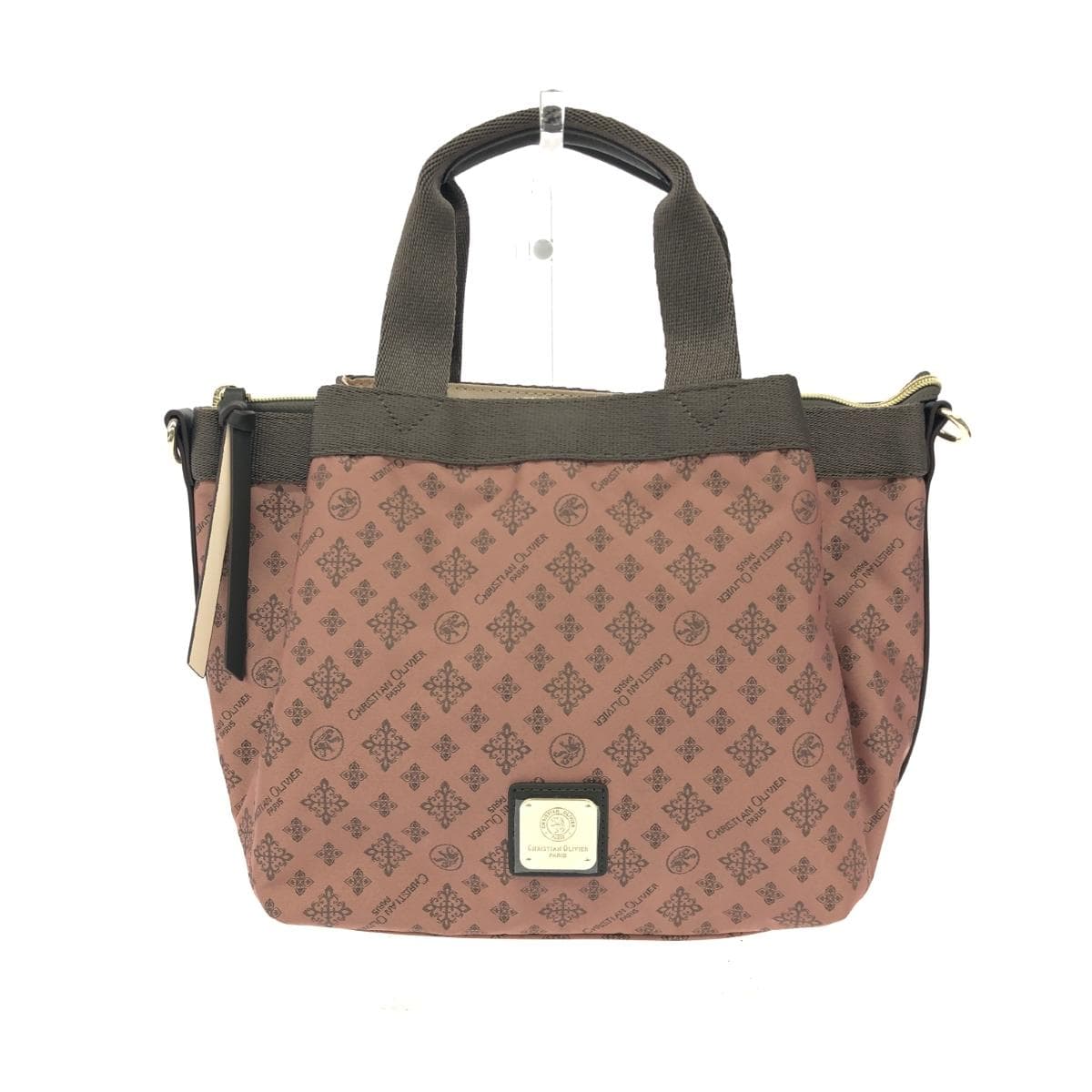 CHRISTIAN OLIVIER 2WAY tote bag in excellent condition, monogram nylon, rose gold, pink, ladies