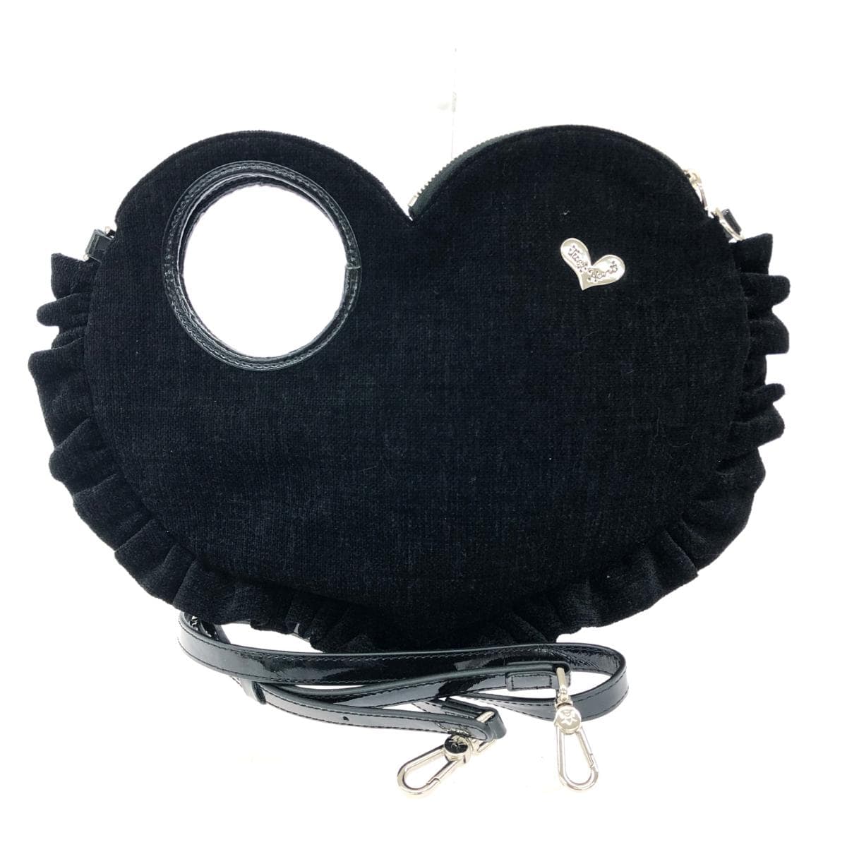 Think Bee With Bee Large Bag in Good Condition, Heart/Frill/Pile Fabric, Black, Ladies